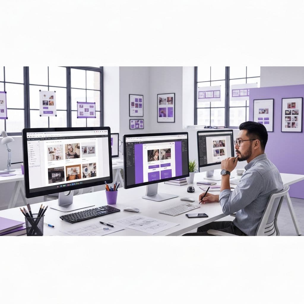 A designer reviewing website interfaces