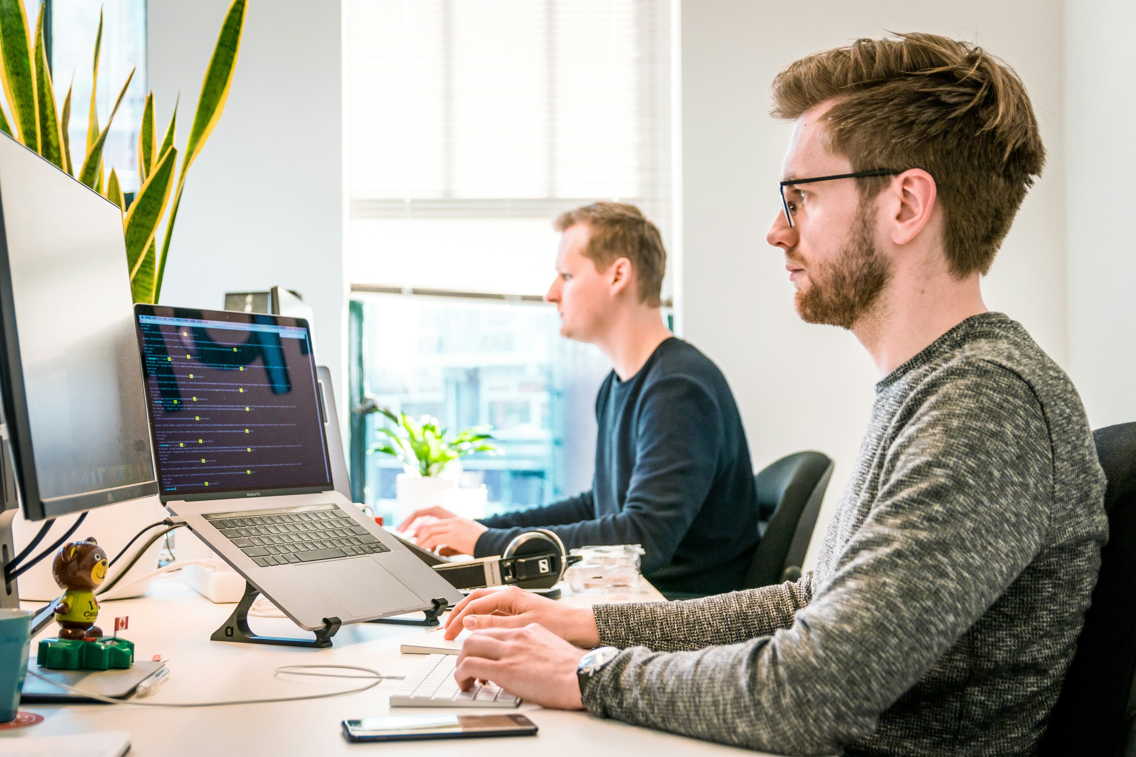Team analyzing website conversion data and lead generation metrics