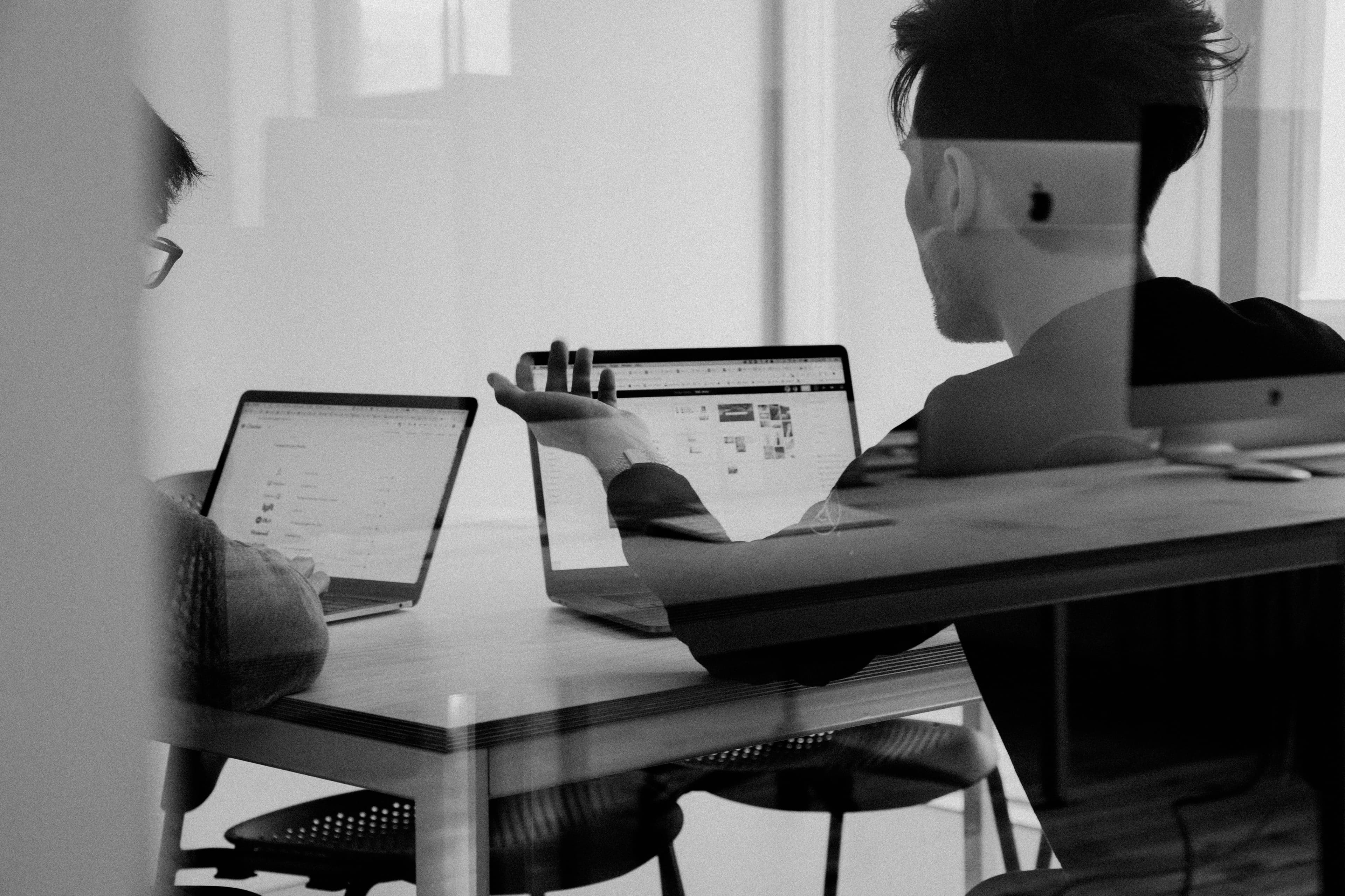 Team collaborating on website design and strategy