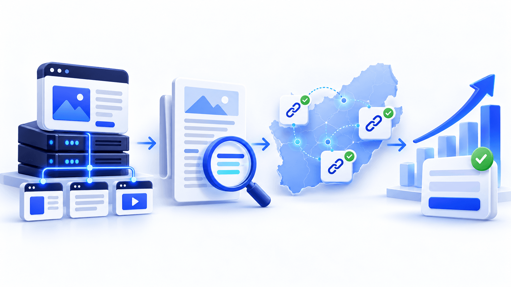 A visual SEO operating system connecting technical website health, useful content, South African authority signals and qualified enquiry growth